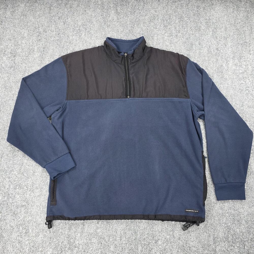 Nike Golf Jacket Mens Large Blue Therma-FIT 1/4 Zip Fleece Pullover Vintage Y2K - Picture 2 of 16